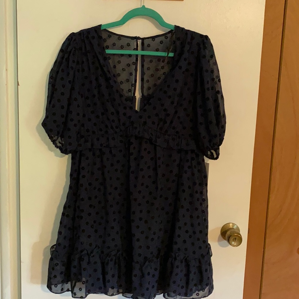 Navy with Black Flowers Dress- NWT SIZE 15/16